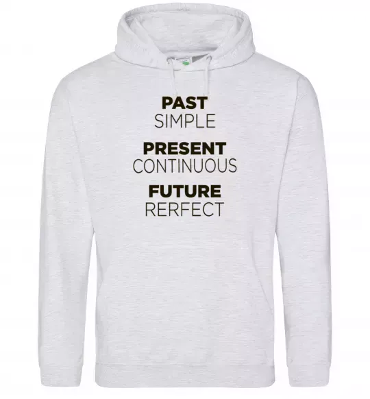 Мужская толстовка (худи) Past present future Серый меланж фото