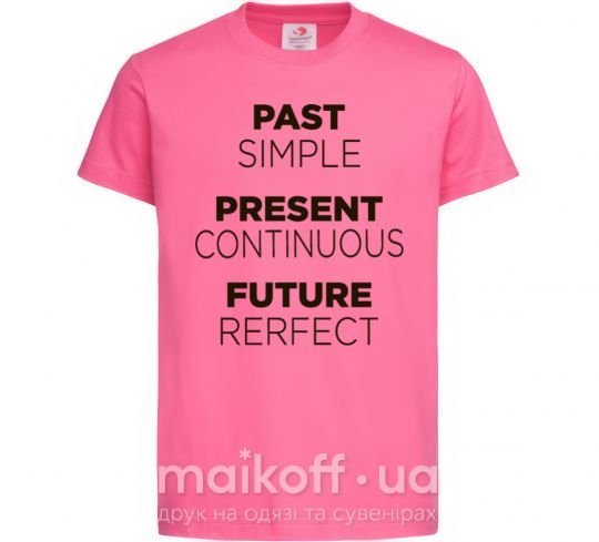 Дитяча футболка Past present future Яскраво-рожевий фото