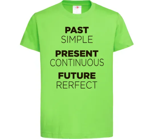 Дитяча футболка Past present future Лаймовий фото