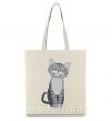 Эко-сумка Серый котик Бежевый фото