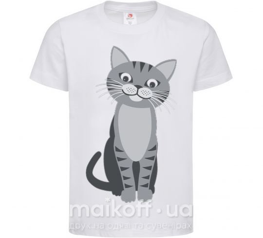 Дитяча футболка Серый котик Білий фото