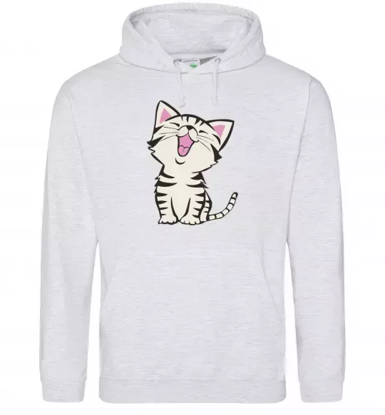 Женская толстовка (худи) Кошеня Серый меланж фото