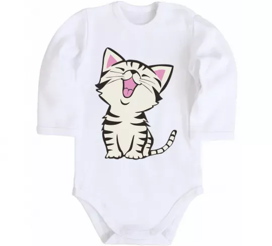 Дитячий бодік Кошеня Білий фото