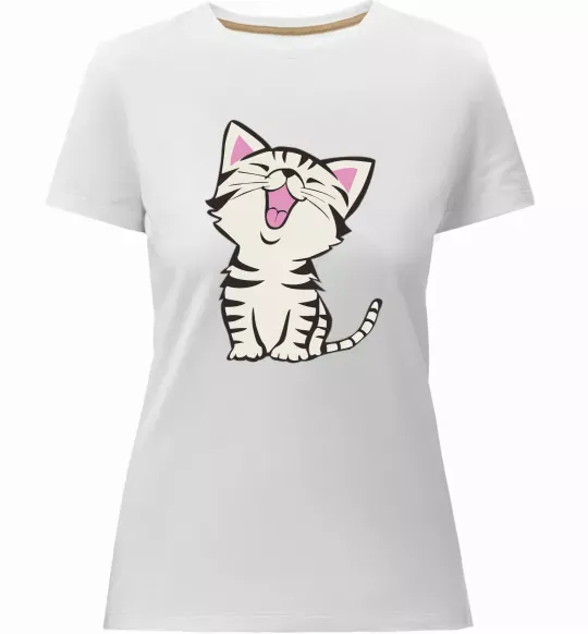 Женская премиум футболка Кошеня Белый фото