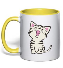 Чашка з кольоровою ручкою Кошеня