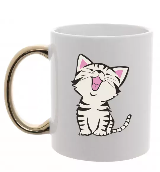 Чашка с цветной ручкой Кошеня Золото фото