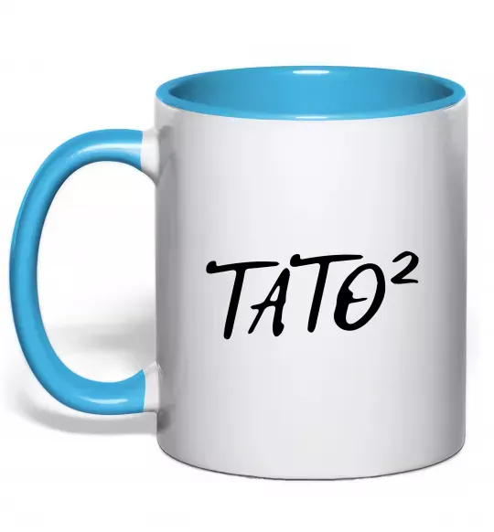 Чашка з кольоровою ручкою Тато у квадраті Блакитний фото