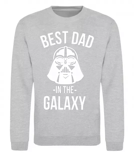 Світшот Best dad in the galaxy Сірий меланж фото