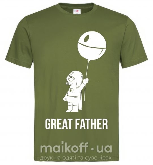 Мужская футболка Great father Оливковый фото