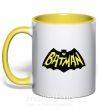 Чашка з кольоровою ручкою Batmans print Сонячно жовтий фото