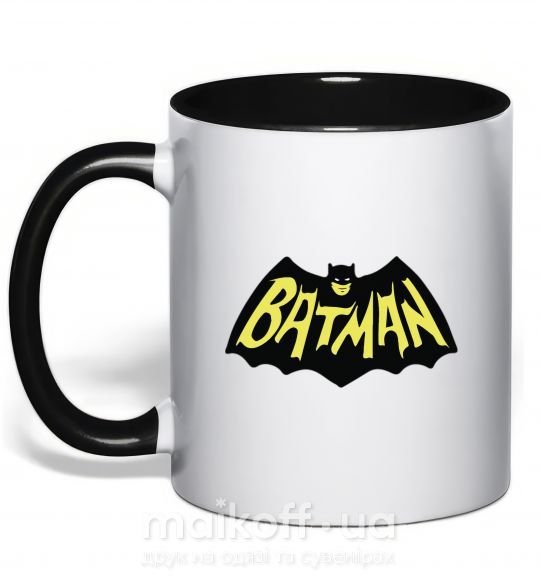 Чашка з кольоровою ручкою Batmans print Чорний фото