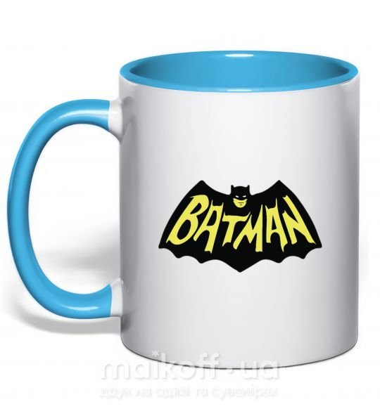 Чашка з кольоровою ручкою Batmans print Блакитний фото