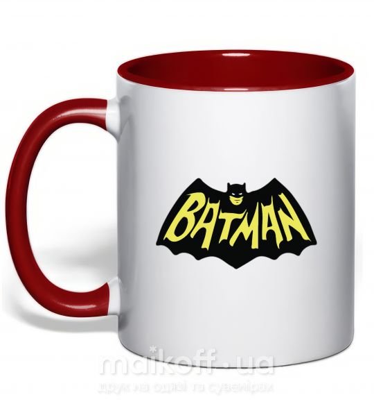 Чашка з кольоровою ручкою Batmans print Червоний фото