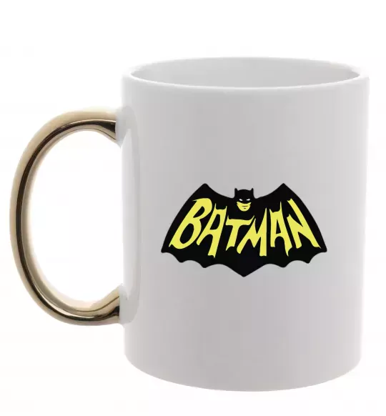 Чашка с цветной ручкой Batmans print Золото фото