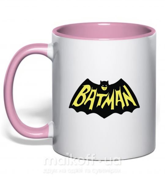 Чашка с цветной ручкой Batmans print Нежно розовый фото