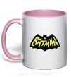 Чашка з кольоровою ручкою Batmans print Ніжно рожевий фото