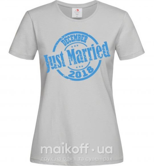Жіноча футболка Just Married December 2018 Сірий фото