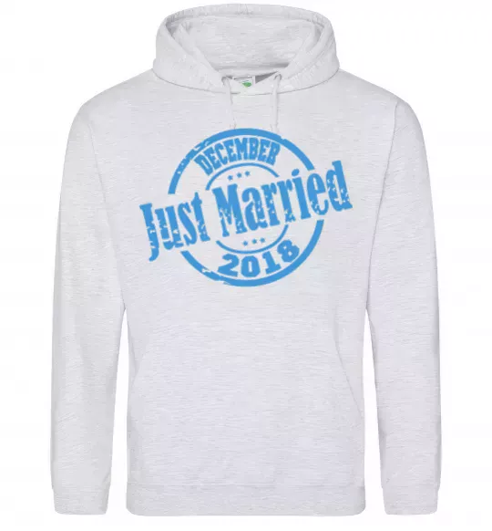Мужская толстовка (худи) Just Married December 2018 Серый меланж фото