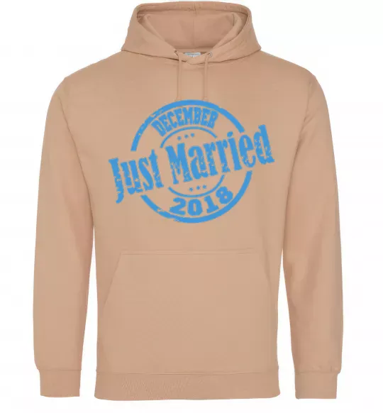 Мужская толстовка (худи) Just Married December 2018 Песочный фото