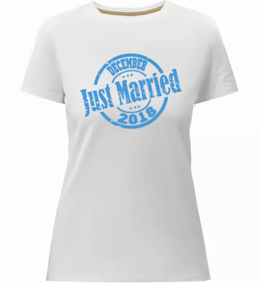 Жіноча преміум футболка Just Married December 2018 Білий фото