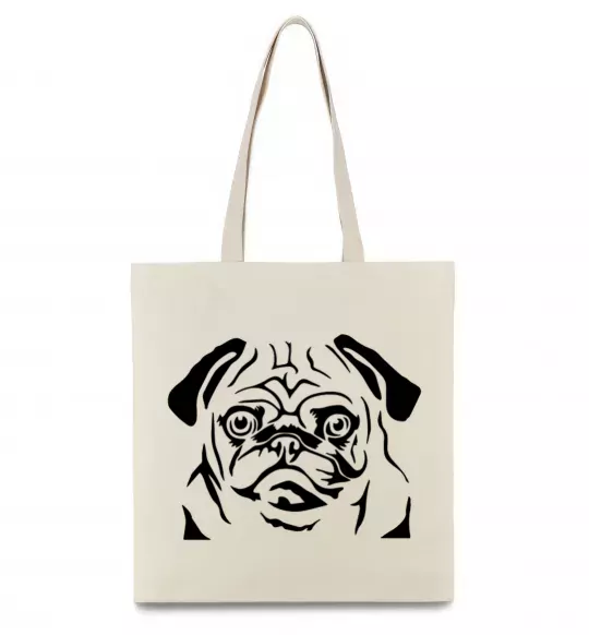 Еко-сумка Морда мопса Бежевий фото
