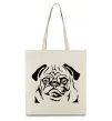 Еко-сумка Морда мопса Бежевий фото