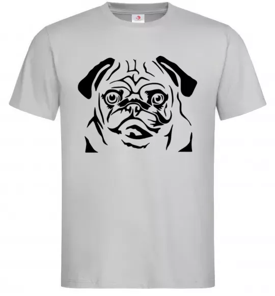 Чоловіча футболка Морда мопса Сірий фото