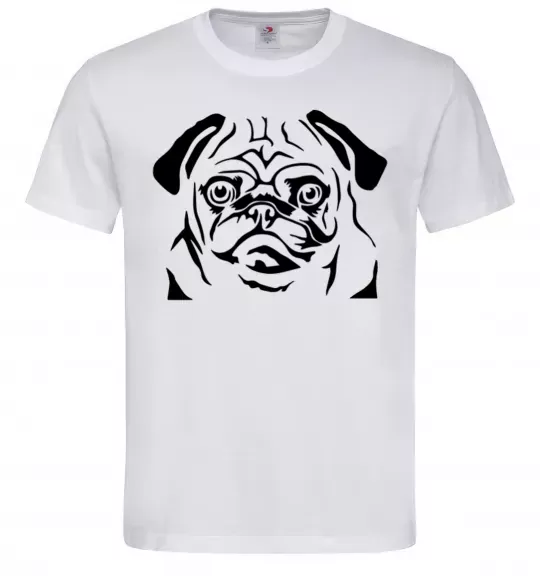 Чоловіча футболка Морда мопса Білий фото