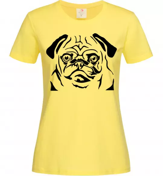Женская футболка Морда мопса Лимонный фото