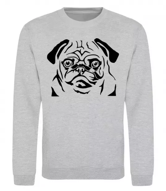 Свитшот Морда мопса Серый меланж фото
