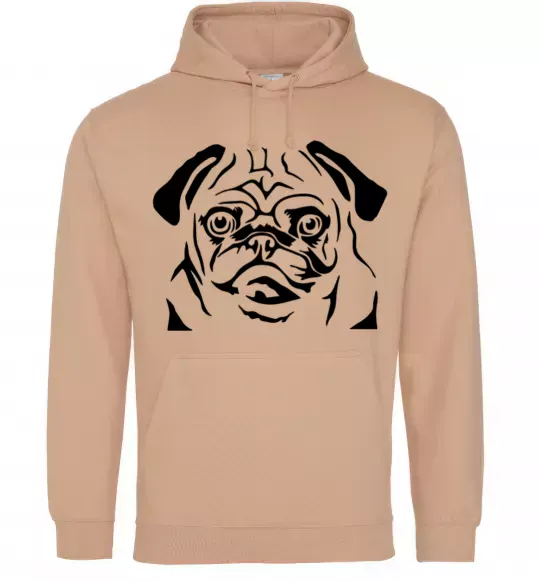 Женская толстовка (худи) Морда мопса Песочный фото
