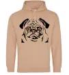 Женская толстовка (худи) Морда мопса Песочный Женская толстовка (худи) Морда мопса Песочный фото