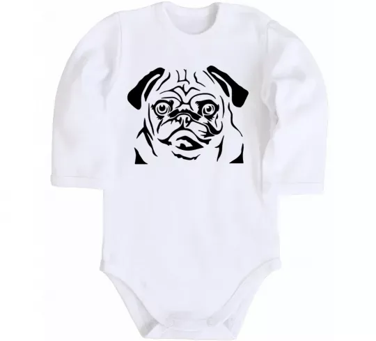 Детский боди Морда мопса Белый фото