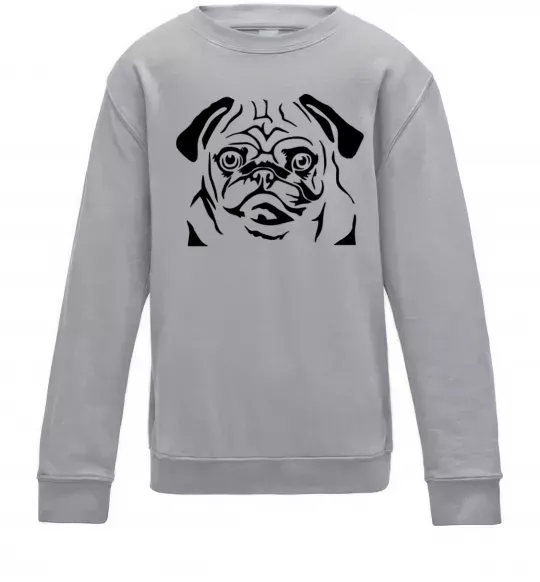 Дитячий світшот Морда мопса Сірий меланж фото