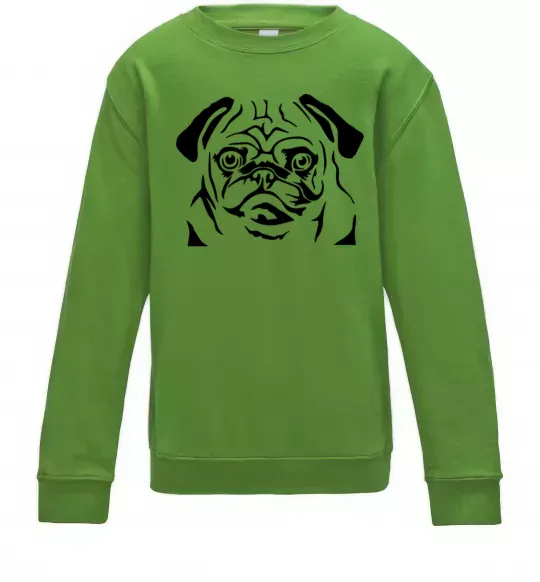 Дитячий світшот Морда мопса Лаймовий фото