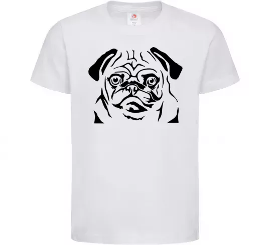 Дитяча футболка Морда мопса Білий фото