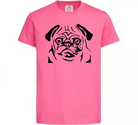 Дитяча футболка Морда мопса Яскраво-рожевий фото