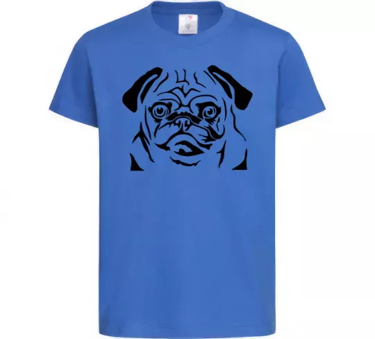 Дитяча футболка Морда мопса Яскраво-синій фото