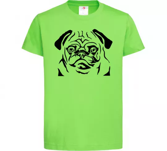 Дитяча футболка Морда мопса Лаймовий фото