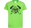 Дитяча футболка Морда мопса Лаймовий фото