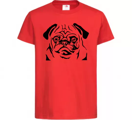 Дитяча футболка Морда мопса Червоний фото