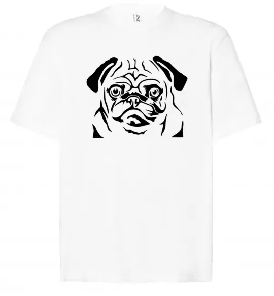 Футболка Оверсайз Морда мопса Белый фото
