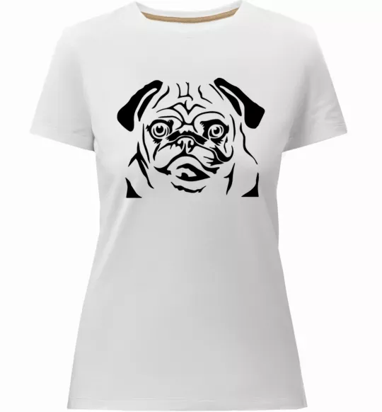 Жіноча преміум футболка Морда мопса Білий фото