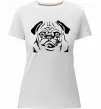 Жіноча преміум футболка Морда мопса Білий фото
