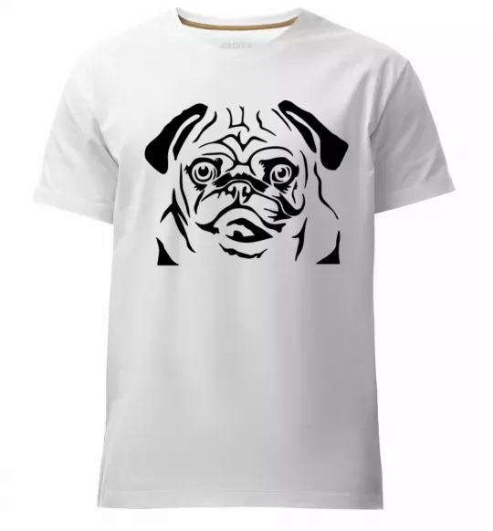Мужская премиум футболка Морда мопса Белый фото