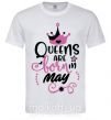 Чоловіча футболка Queens are born in May Білий фото