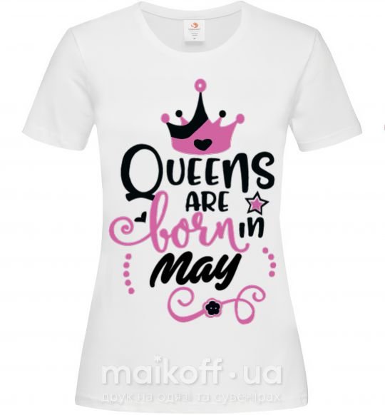 Жіноча футболка Queens are born in May Білий фото