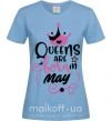 Жіноча футболка Queens are born in May Блакитний фото