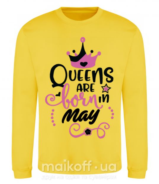 Світшот Queens are born in May Сонячно жовтий фото