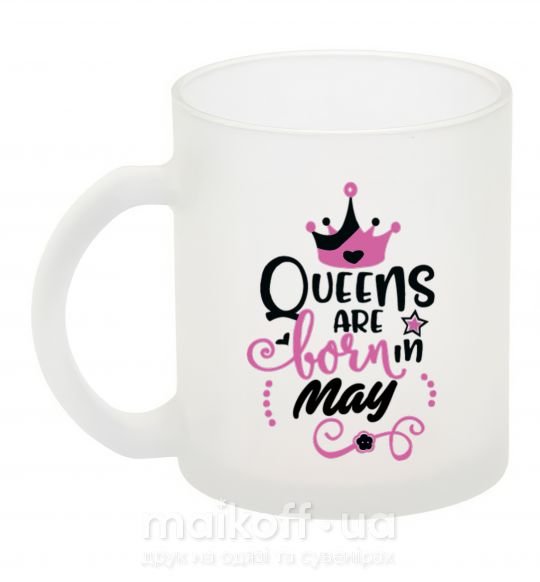 Чашка скляна Queens are born in May Фроузен фото